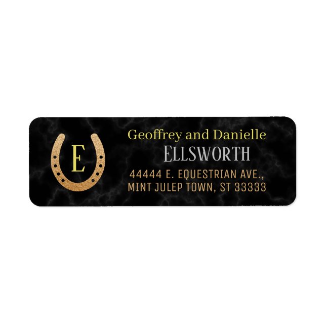 Horseshoe Monogram Horse Racing Derby Address Label (Front)