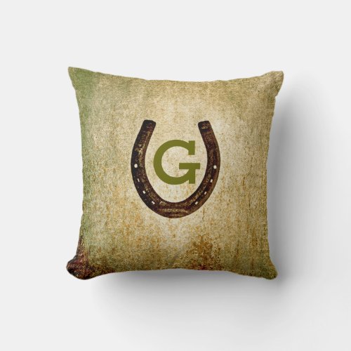 Horseshoe Monogram Initial to Personalize Throw Pillow