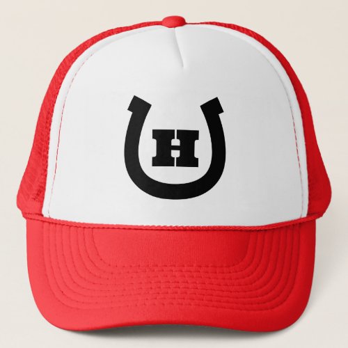 Horseshoe monogram logo trucker hat