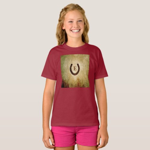 Horseshoe Monogram Personalized Initial T_Shirt
