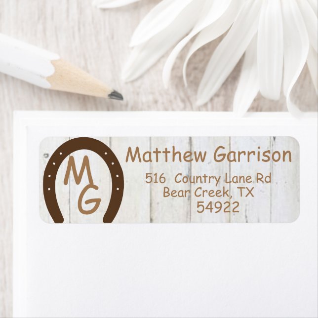 Horseshoe Monogram Return Address Label (Insitu)