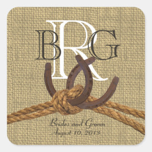 Horseshoe Monogram Square Sticker