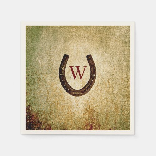 Horseshoe Monogrammed Cocktail Napkin