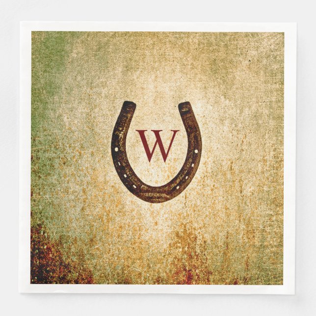 Horseshoe Monogrammed Dinner Napkin (Front)