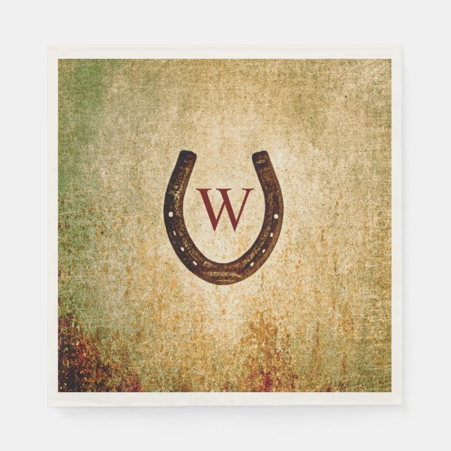 Horseshoe Monogrammed Lunch Napkin (Front)
