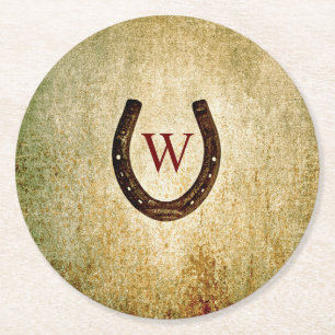 Horseshoe Monogrammed Paper Coaster