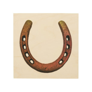 Horseshoe on Wood Plaque Wall Art