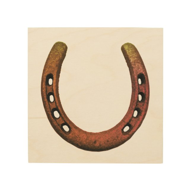 Horseshoe on Wood Plaque Wall Art (Front)