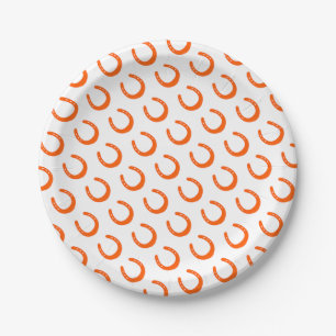 Horseshoe Pattern Orange Horse Pony Equestrian Fun Paper Plates