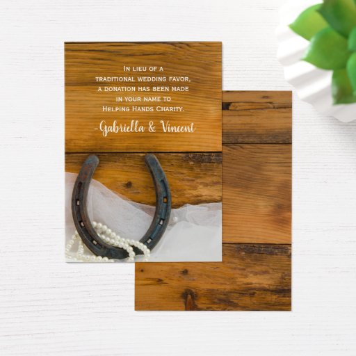 Customizable Horseshoe Pearl Country Wedding Charity Favor Card Business Card Template