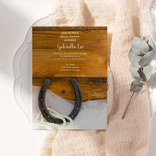 Horseshoe and Pearls Country Bridal Shower Invite