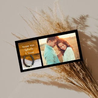Horseshoe Pearls Country Barn Wedding Thank You Card