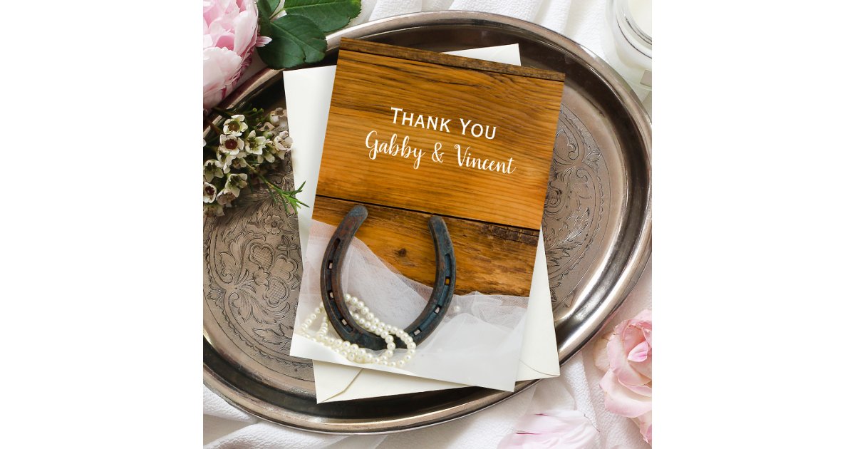 Horseshoe Pearls Western Barn Wedding Thank You