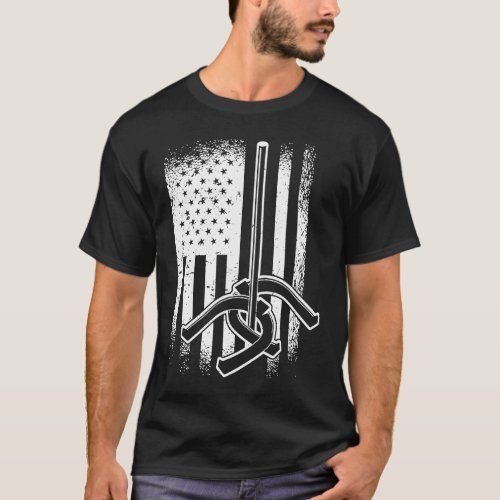 Horseshoe Pitching American USA FLag T_Shirt
