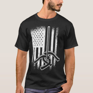 Horseshoe Pitching American USA FLag T-Shirt