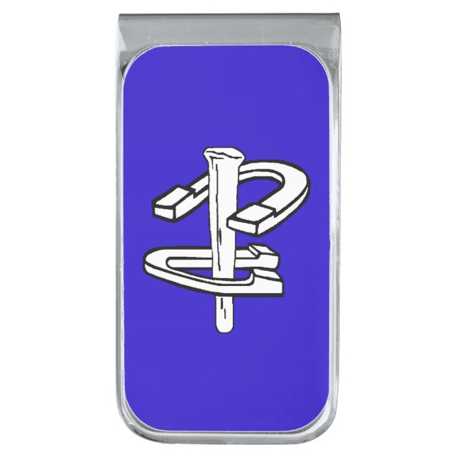 HorseShoe Pitching Money Clip- Silver Silver Finish Money Clip (Front Vertical)