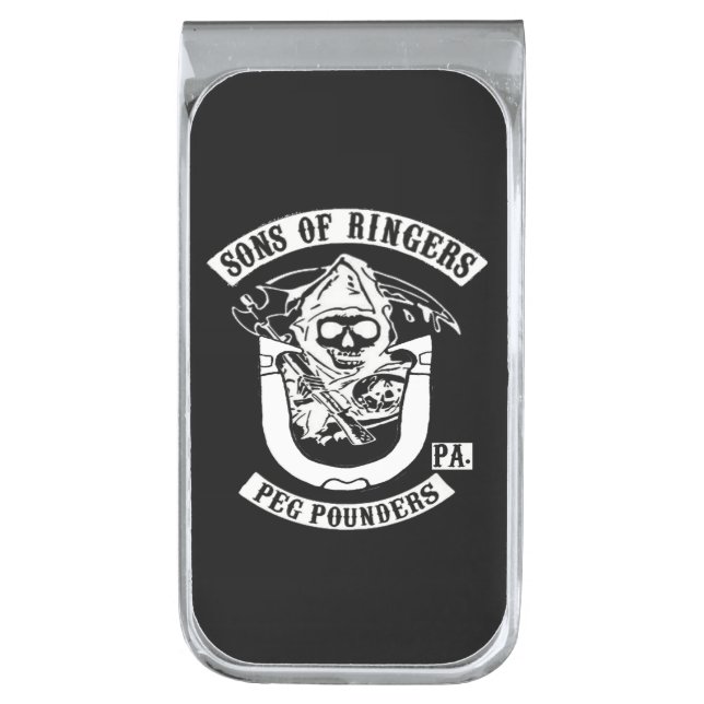 HorseShoe Pitching Money Clip- Silver Silver Finish Money Clip (Front Vertical)