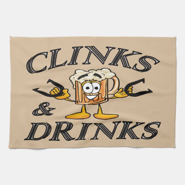 HorseShoe Pitching Towel-Clinks an Drinks Towel (Horizontal)