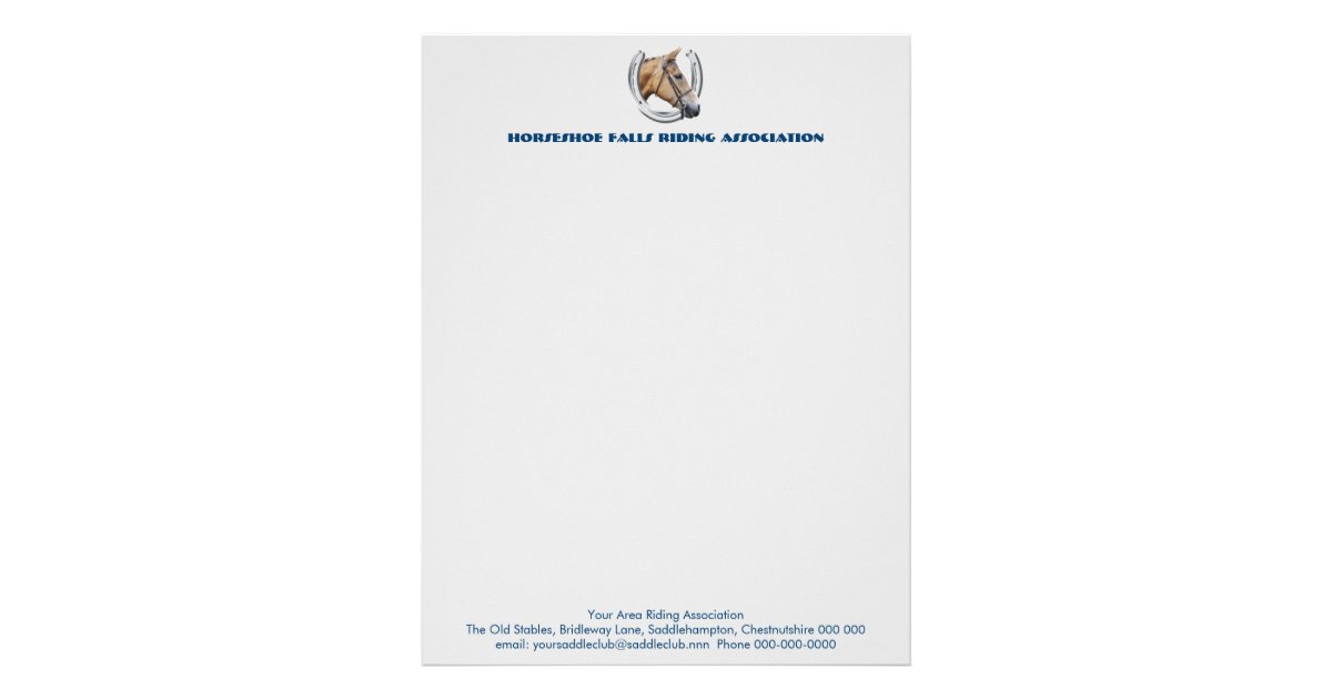 Horseshoe Portrait Riding Club Letterhead Zazzle Com