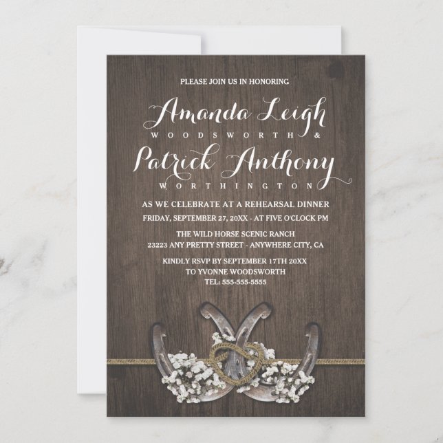 Horseshoe Rehearsal Dinner Invitations (Front)