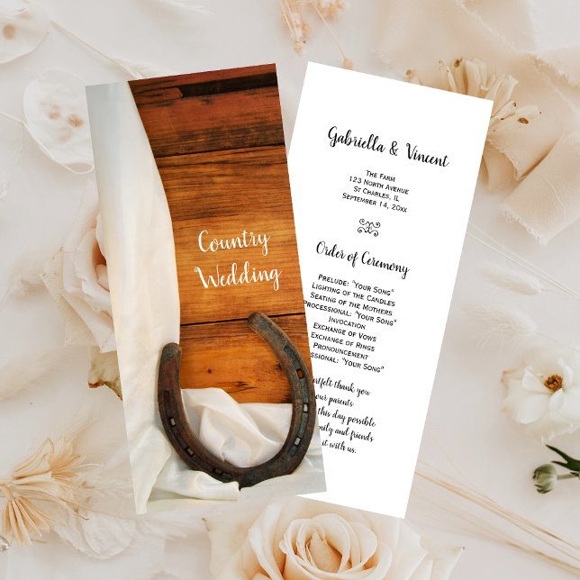 Horseshoe Satin Country Western Wedding Program (Creator Uploaded)