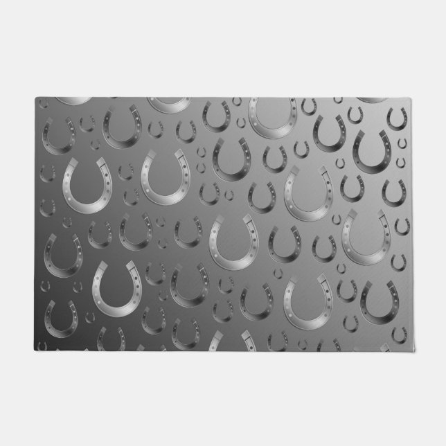 horseshoe, silver, pattern gray, luck, pattern, doormat (Front)