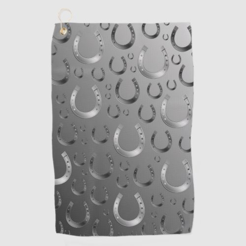 horseshoe silver pattern gray luck pattern golf towel