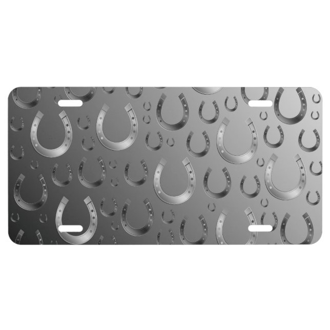 horseshoe, silver, pattern gray, luck, pattern,gre license plate (Front)