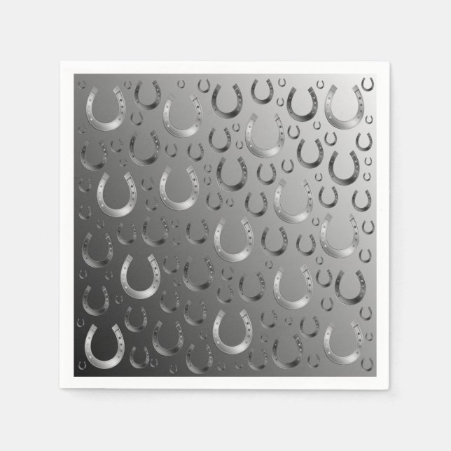 horseshoe, silver, pattern gray, luck, pattern,gre napkins (Front)
