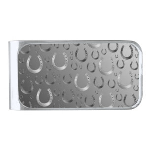 horseshoe, silver, pattern gray, luck, pattern,gre silver finish money clip
