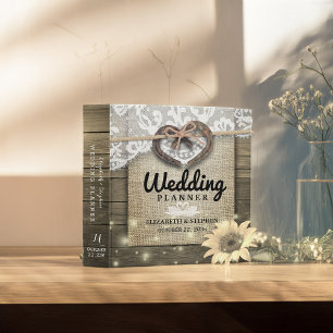 Horseshoe Sunflower Country Rustic Wedding Planner 3 Ring Binder
