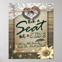 Horseshoe Sunflower Pick A Seat Not A Side Wedding