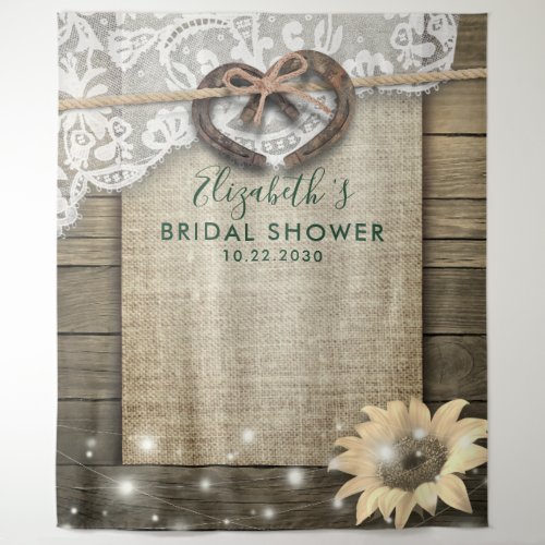 Horseshoe Sunflower Wood Bridal Shower Photo Booth Tapestry