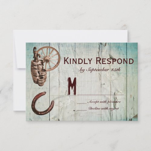 Horseshoe Wagon Wheel Barrel Wedding RSVP Cards