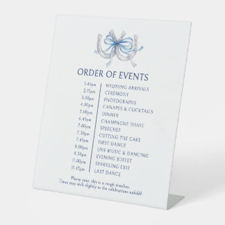 Horseshoe wedding something blue order of events pedestal sign