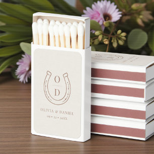 Horseshoe Western Country Brown Monogram Wedding Matchboxes