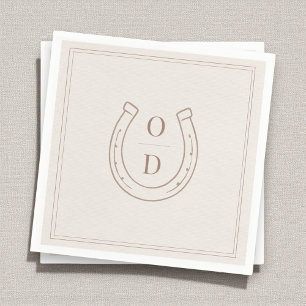 Horseshoe Western Country Brown Monogram Wedding Napkins