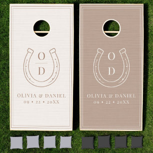 Horseshoe Western Country Brown Wedding Cornhole Set