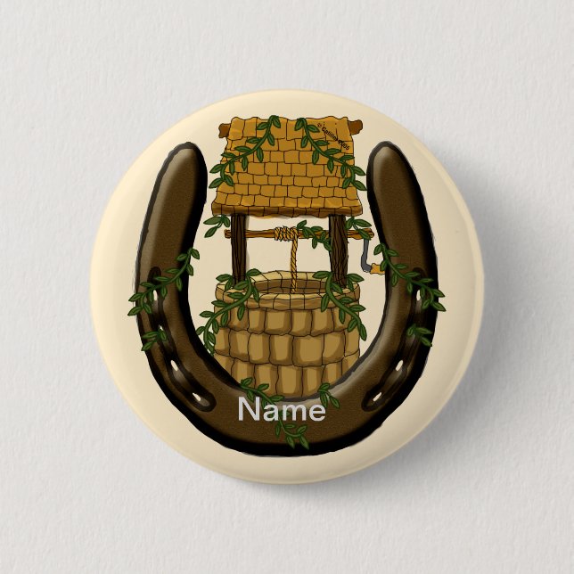 Horseshoe Wishing Well   Button (Front)