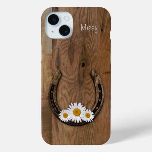 Horseshoe With Daisies iPhone 15 Plus Case