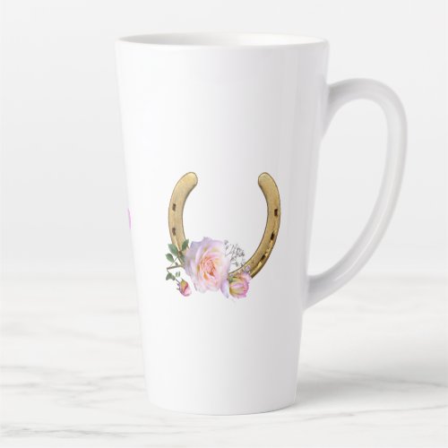  Horseshoe with Flowers  Heart Latte Mug