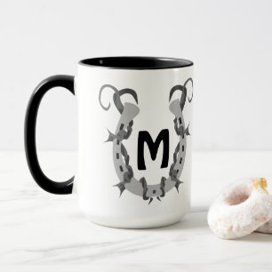 Horseshoe Wrapped in Barbed Wire Monogram Mug