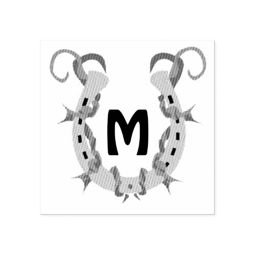 Horseshoe Wrapped in Barbed Wire Monogram Rubber Stamp