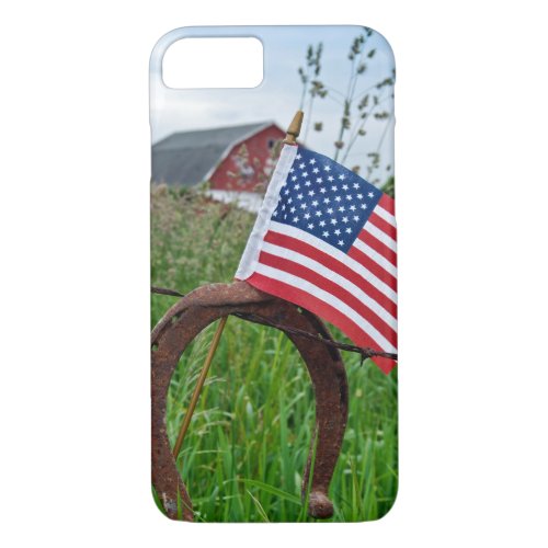 horseshoes and American flag on fence iPhone 87 Case