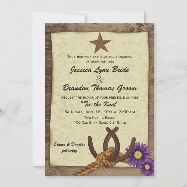 Horseshoes and Barn Wood Country Wedding Invitation (Front)