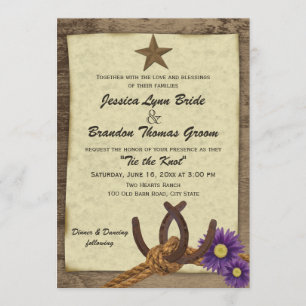 Horseshoes and Barn Wood Country Wedding Invitation