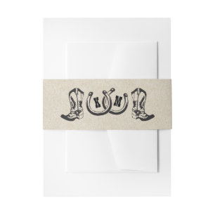 Horseshoes and Cowboy Boots Country Wedding Invitation Belly Band