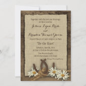 Horseshoes and Daisies Rustic Burlap Invitation (Front)