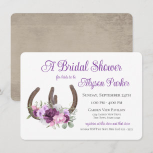Horseshoes and Flowers Barn Wood Bridal Shower Inv Invitation