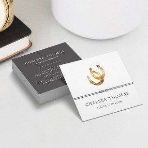 Horseshoes   Equestrian Center Riding Instructor Square Business Card